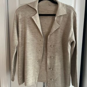 Beige Knit collared cardigan, sz 12/14 women’s